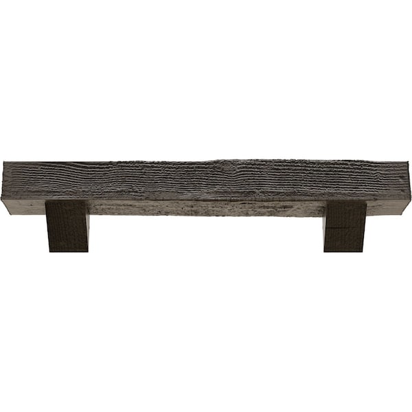 Rough Sawn Faux Wood Fireplace ManteL W/Breckinridge Corbels, Burnished Honey Dew, 8H X8Dx60W